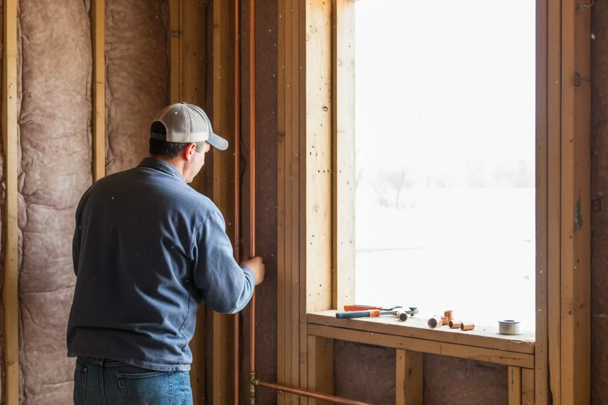 Licensed plumber running new copper supply lines in a Sugar City home