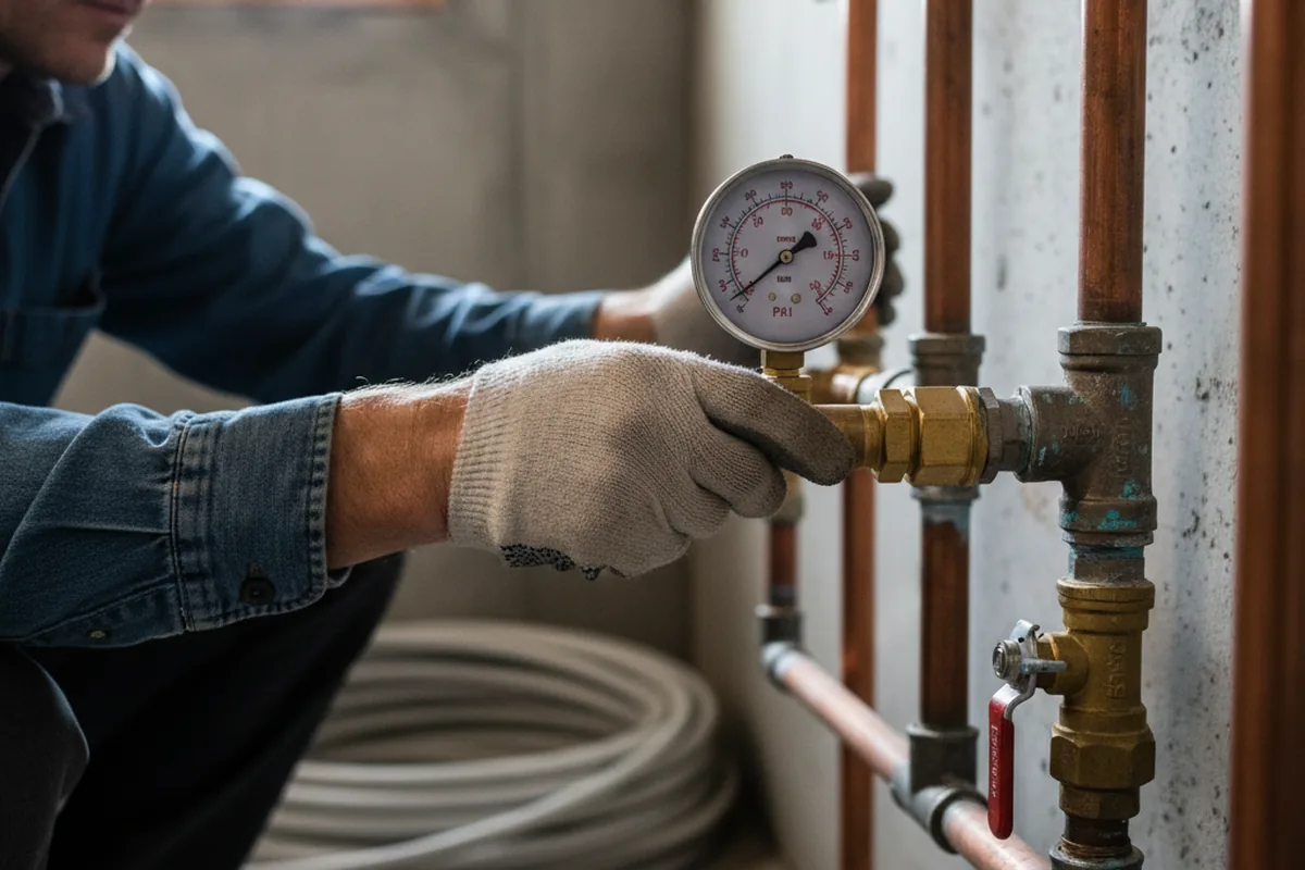 Pressure testing a repaired line during Water Line Repair in Sugar City
